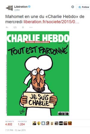 Próxima edição de "Charlie Hebdo" terá tiragem de três milhões